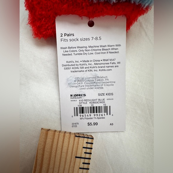 Crayola Kids Size 7-8.5 Cozy Fuzzy Soft Unisex Socks Bright Colorful 6 Pairs - Picture 5 of 8